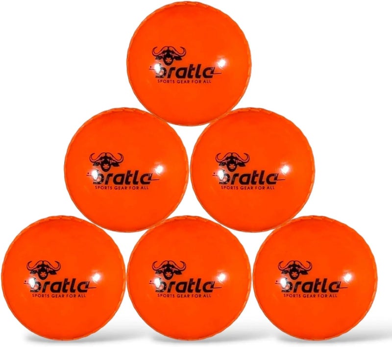 Bratla Wind Cricket Balls - Soft Training Practice Cricket Air Balls for Coaching Indoor & Outdoor - Blue Orange Neon/Yellow Pack of 6 - Image 1